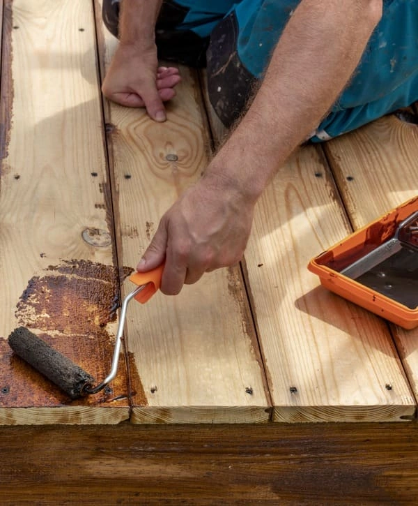 High-quality deck repair in Cicero, IN, featuring a wide-angle view of a newly restored multi-level cedar deck.